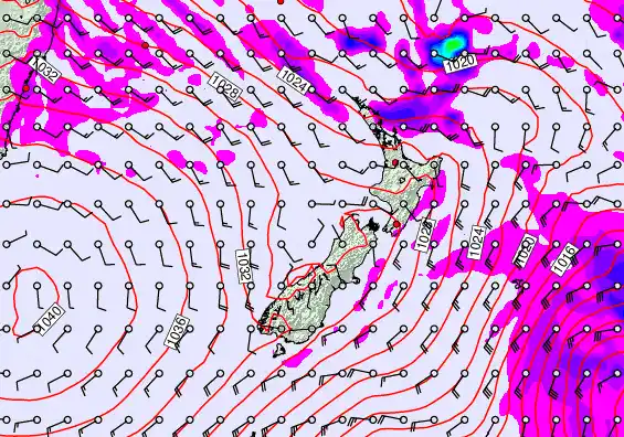 New Zealand forecast chart for Wednesday, May 13th, 2026 at 12:00 AM