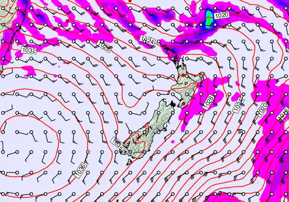 New Zealand forecast chart for Wednesday, May 13th, 2026 at 6:00 AM