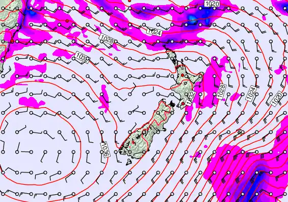 New Zealand forecast chart for Wednesday, May 13th, 2026 at 12:00 PM
