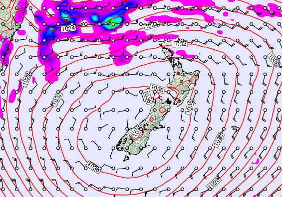 New Zealand forecast chart for Friday, May 15th, 2026 at 6:00 AM