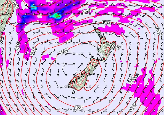 New Zealand forecast chart for Friday, May 15th, 2026 at 12:00 PM