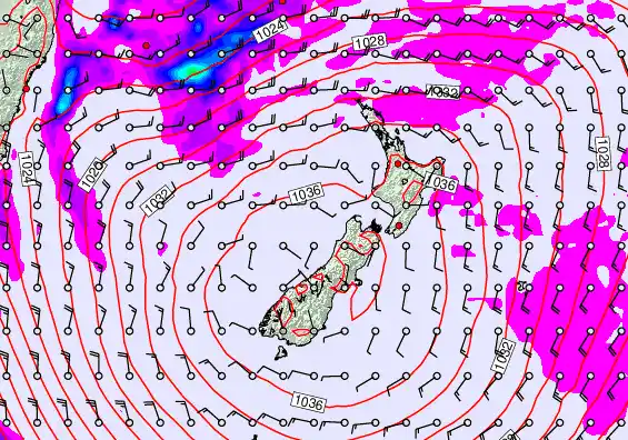 New Zealand forecast chart for Friday, May 15th, 2026 at 6:00 PM