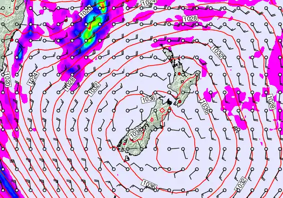 New Zealand forecast chart for Saturday, May 16th, 2026 at 6:00 AM