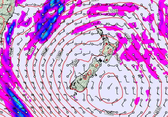 New Zealand forecast chart for Saturday, May 16th, 2026 at 6:00 PM