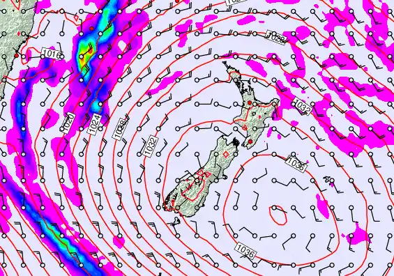 New Zealand forecast chart for Sunday, May 17th, 2026 at 6:00 AM