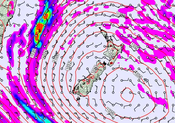New Zealand forecast chart for Sunday, May 17th, 2026 at 12:00 PM