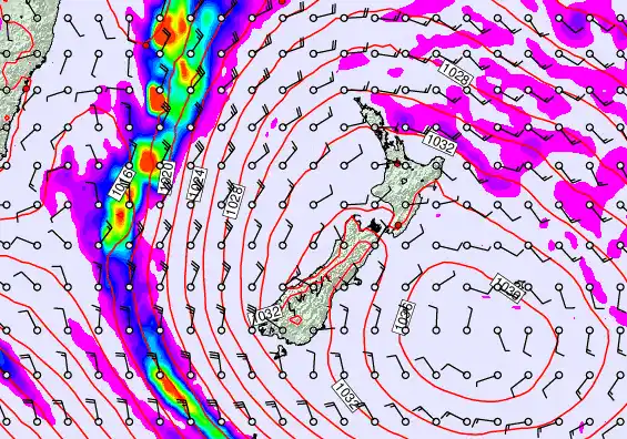 New Zealand forecast chart for Monday, May 18th, 2026 at 12:00 AM