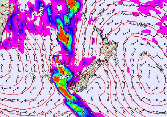 New Zealand forecast chart for Tuesday, May 19th, 2026 at 12:00 PM