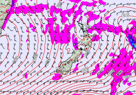 New Zealand forecast chart for Monday, May 11th, 2026 at 12:00 AM