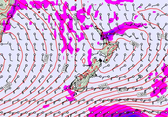 New Zealand forecast chart for Monday, May 11th, 2026 at 6:00 AM