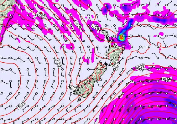 New Zealand forecast chart for Tuesday, May 12th, 2026 at 12:00 PM