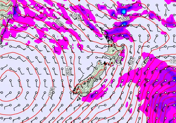 New Zealand forecast chart for Wednesday, May 13th, 2026 at 12:00 AM