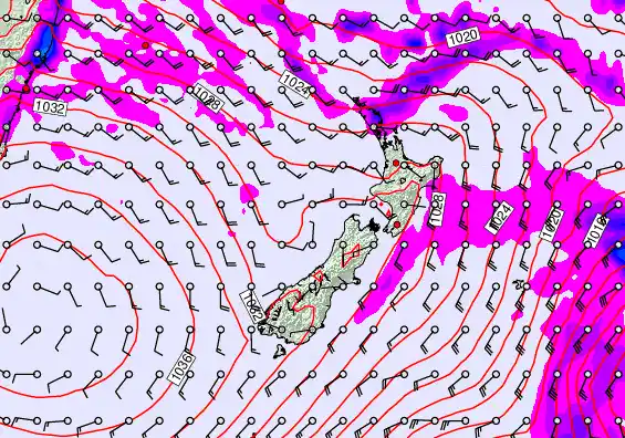 New Zealand forecast chart for Wednesday, May 13th, 2026 at 6:00 AM
