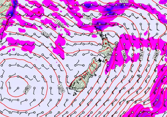 New Zealand forecast chart for Wednesday, May 13th, 2026 at 12:00 PM