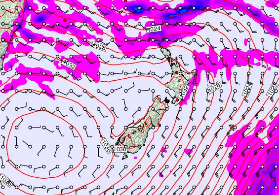 New Zealand forecast chart for Wednesday, May 13th, 2026 at 6:00 PM