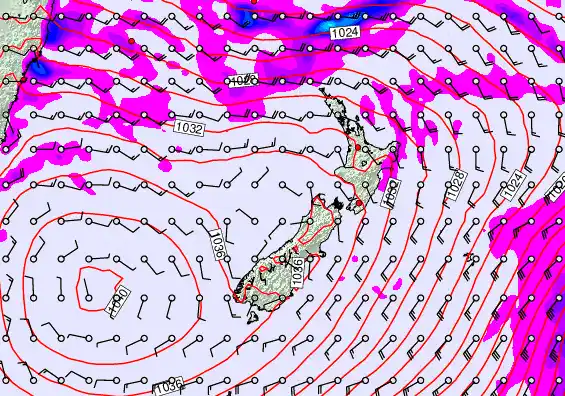 New Zealand forecast chart for Thursday, May 14th, 2026 at 12:00 AM