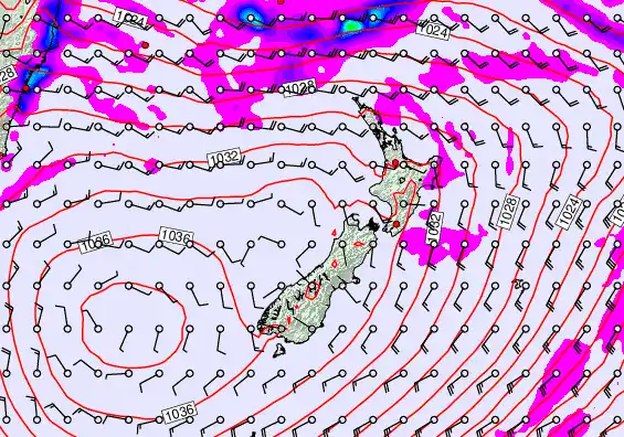 New Zealand forecast chart for Thursday, May 14th, 2026 at 6:00 AM