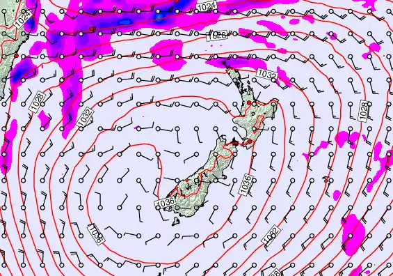 New Zealand forecast chart for Friday, May 15th, 2026 at 6:00 AM