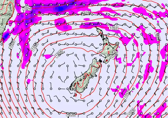 New Zealand forecast chart for Friday, May 15th, 2026 at 12:00 PM