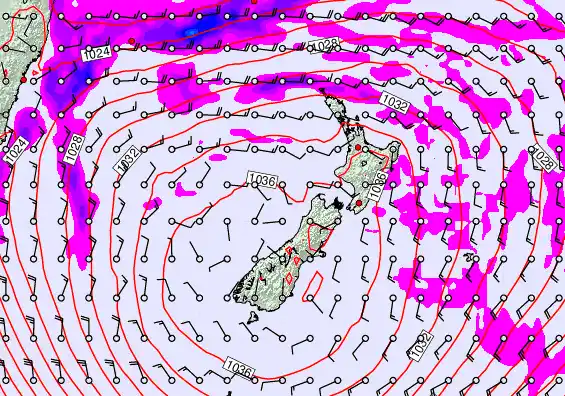 New Zealand forecast chart for Friday, May 15th, 2026 at 6:00 PM