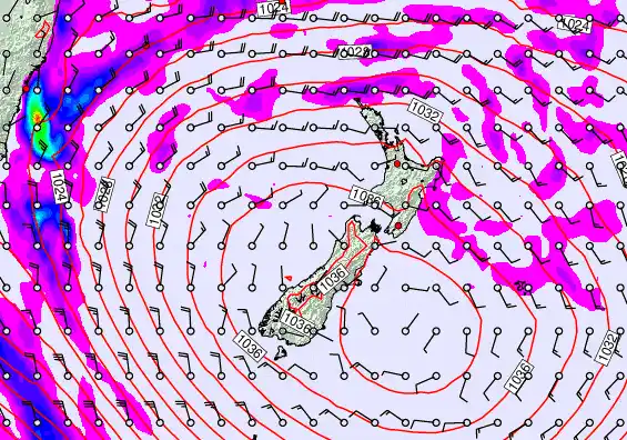 New Zealand forecast chart for Sunday, May 17th, 2026 at 12:00 AM