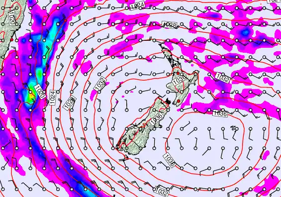 New Zealand forecast chart for Sunday, May 17th, 2026 at 6:00 PM