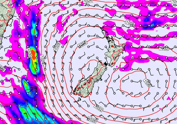 New Zealand forecast chart for Monday, May 18th, 2026 at 6:00 AM