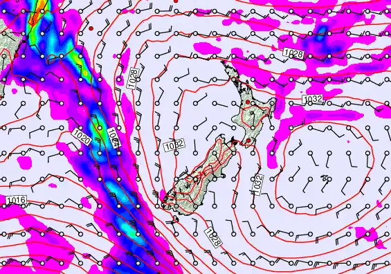 New Zealand forecast chart for Monday, May 18th, 2026 at 6:00 PM