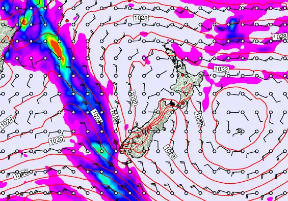 New Zealand forecast chart for Tuesday, May 19th, 2026 at 12:00 AM