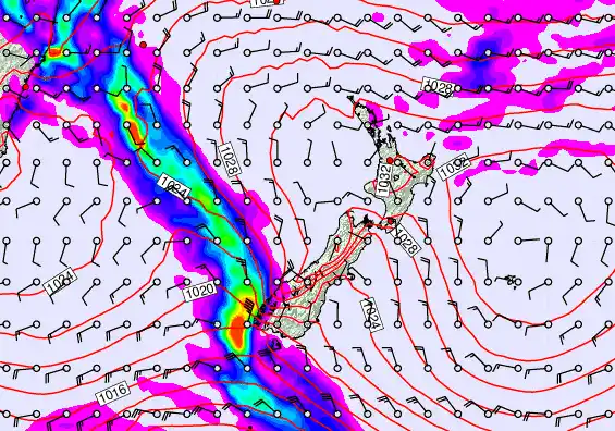 New Zealand forecast chart for Tuesday, May 19th, 2026 at 6:00 AM