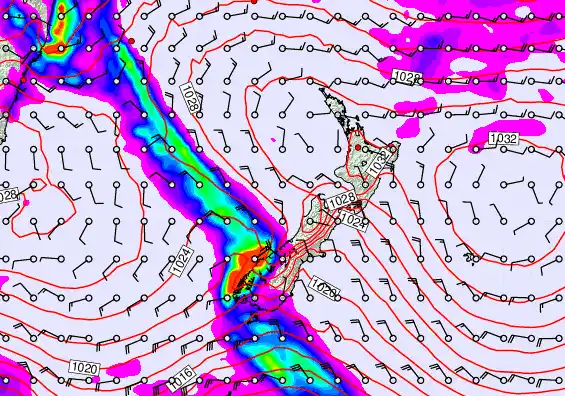 New Zealand forecast chart for Tuesday, May 19th, 2026 at 12:00 PM