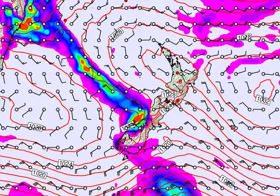 New Zealand forecast chart for Tuesday, May 19th, 2026 at 6:00 PM