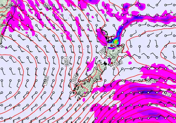 New Zealand forecast chart for Tuesday, May 12th, 2026 at 6:00 AM