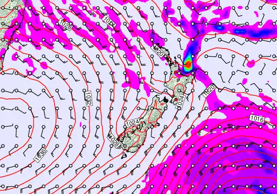 New Zealand forecast chart for Tuesday, May 12th, 2026 at 12:00 PM