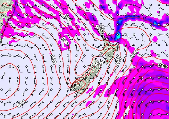 New Zealand forecast chart for Tuesday, May 12th, 2026 at 6:00 PM