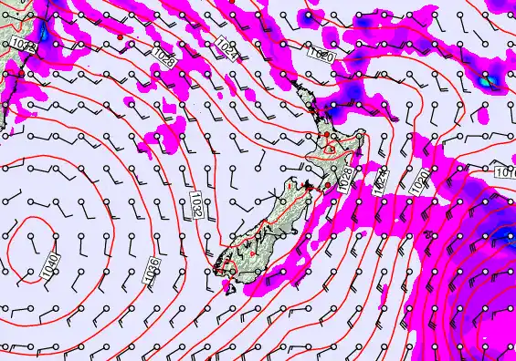 New Zealand forecast chart for Wednesday, May 13th, 2026 at 12:00 AM