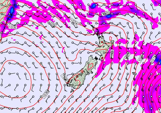 New Zealand forecast chart for Wednesday, May 13th, 2026 at 6:00 AM