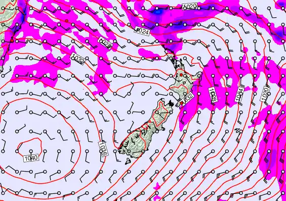 New Zealand forecast chart for Wednesday, May 13th, 2026 at 12:00 PM