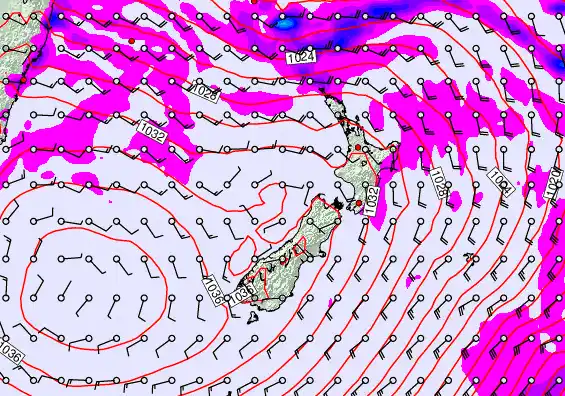 New Zealand forecast chart for Wednesday, May 13th, 2026 at 6:00 PM