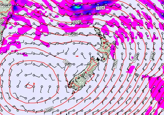 New Zealand forecast chart for Thursday, May 14th, 2026 at 12:00 AM