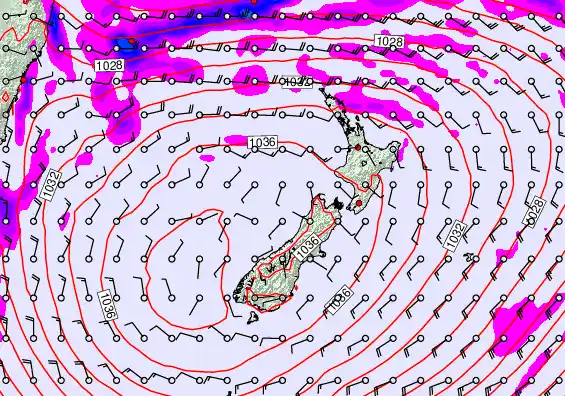 New Zealand forecast chart for Friday, May 15th, 2026 at 12:00 AM