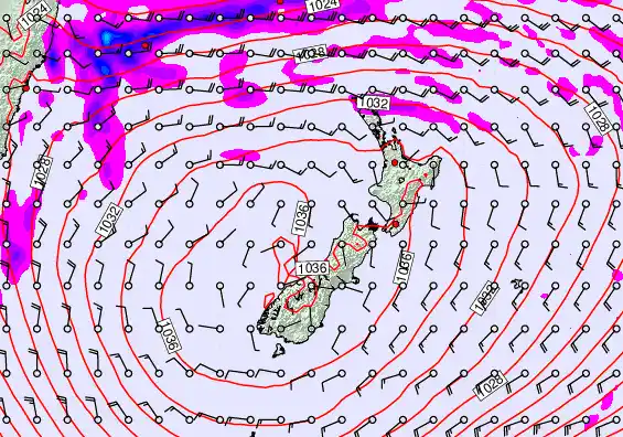 New Zealand forecast chart for Friday, May 15th, 2026 at 6:00 AM