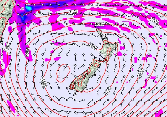 New Zealand forecast chart for Friday, May 15th, 2026 at 12:00 PM