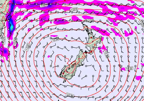 New Zealand forecast chart for Saturday, May 16th, 2026 at 6:00 AM