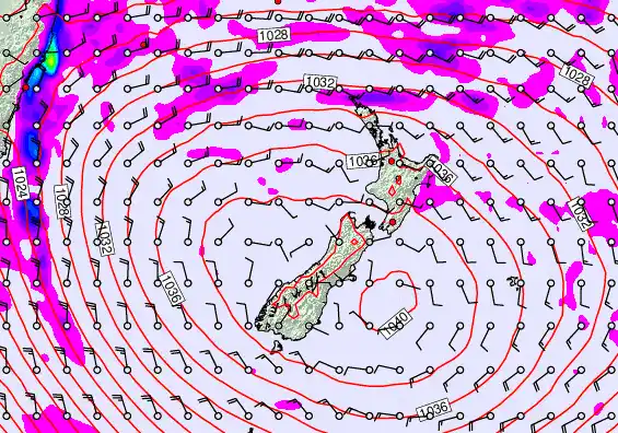New Zealand forecast chart for Sunday, May 17th, 2026 at 12:00 AM