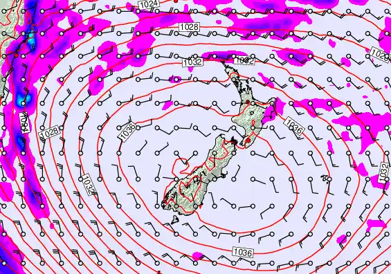 New Zealand forecast chart for Sunday, May 17th, 2026 at 6:00 AM