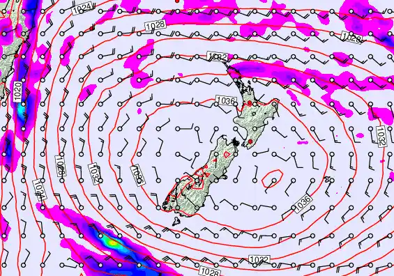 New Zealand forecast chart for Monday, May 18th, 2026 at 6:00 AM
