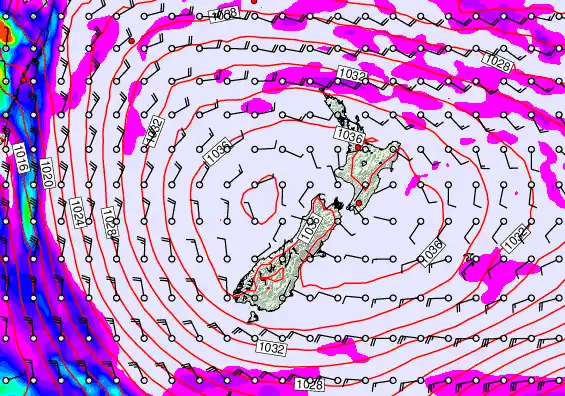 New Zealand forecast chart for Tuesday, May 19th, 2026 at 12:00 AM