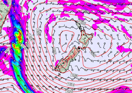 New Zealand forecast chart for Tuesday, May 19th, 2026 at 6:00 PM