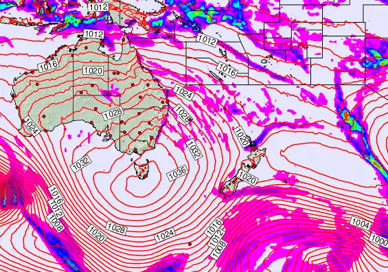 South West Pacific forecast chart for Tuesday, May 12th, 2026 at 12:00 AM